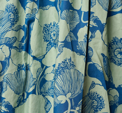 Short Sleeve Printed Cotton Sophia Dress - Navy Sage | Adrianna Papell