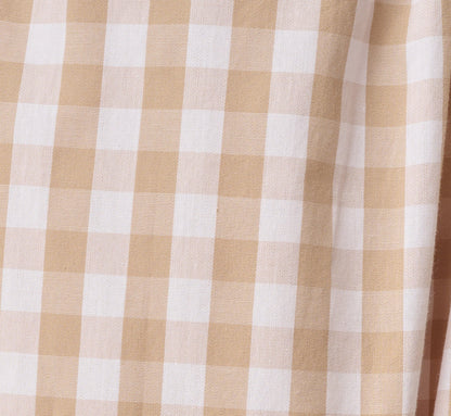 Gingham Cotton Everyday Midi Dress - Beige Ivory | Adrianna Papell