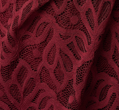 Lantern Sleeve Stretch Lace Blouson Short Dress - Burgundy | Adrianna Papell