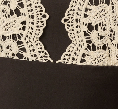 Flutter Sleeve Lace Ruffle Hem Combo Dress - Black Ivory | Adrianna Papell