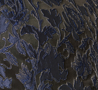 Jacquard Tie Front Fit And Flare Midi Dress - Black Navy | Adrianna Papell
