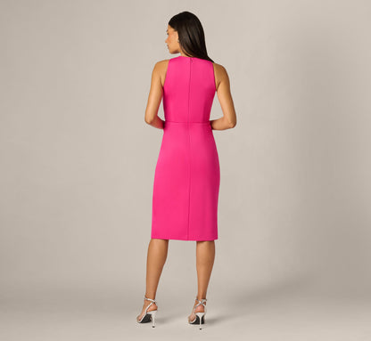 Sleeveless Draped Stretch Sheath Dress - Lipstick Pink | Adrianna Papell