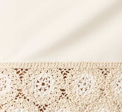 Crochet Trimmed Sheath Midi Dress With Tank Straps - Ivory | Adrianna Papell