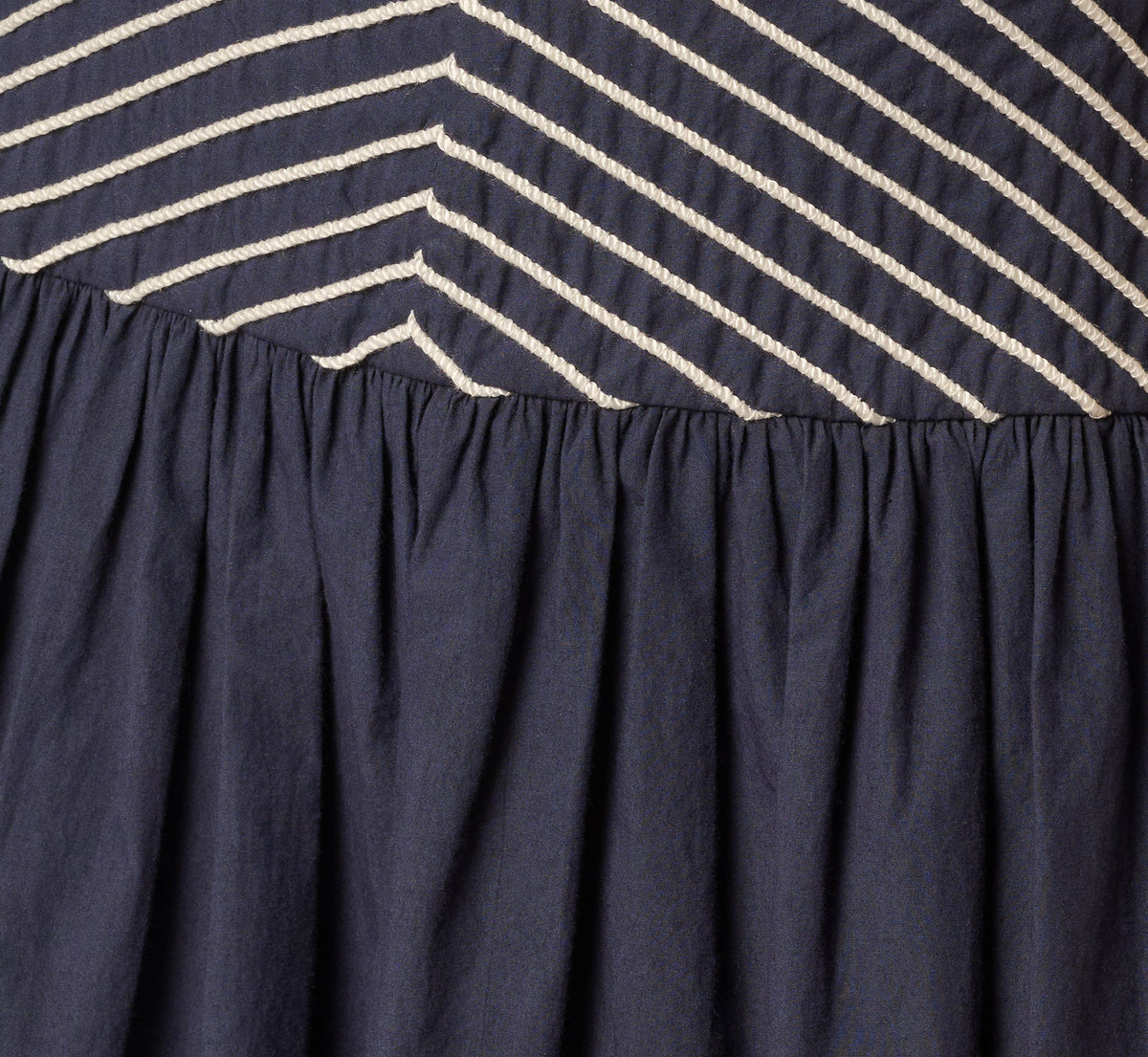 Drop Waist Chevron Cotton Midi Sundress - Navy Ivory | Adrianna Papell
