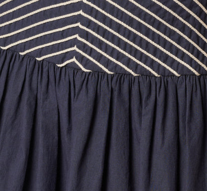 Drop Waist Chevron Cotton Midi Sundress - Navy Ivory | Adrianna Papell