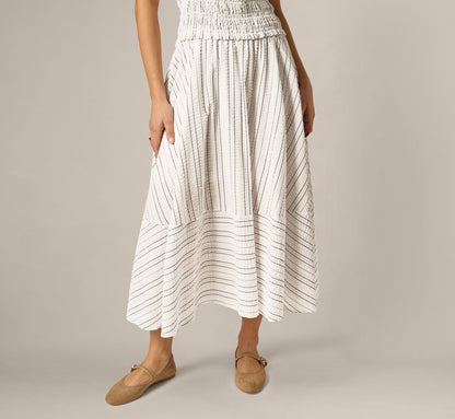Smocked Seersucker Halter Midi Dress - Ivory Multi | Adrianna Papell