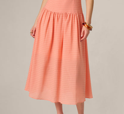 Drop Waist Seersucker Beaded Strap Sundress - Coral | Adrianna Papell