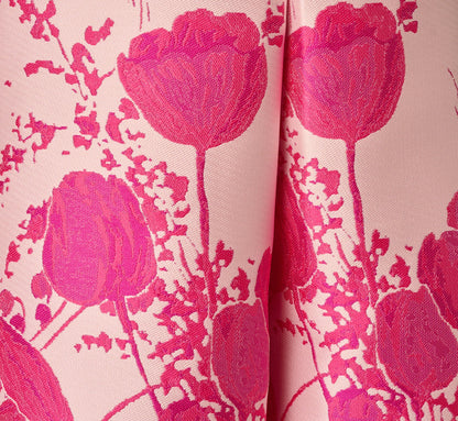 Square Neck Tulip Floral Border Jacquard Dress - Pink Multi | Adrianna Papell