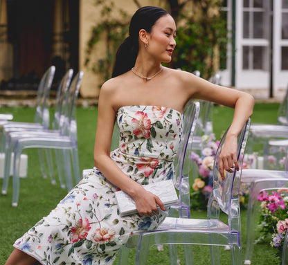 Strapless Floral Beaded Embroidery Midi Dress - Ivory Multi | Adrianna Papell