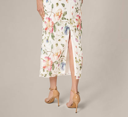 Strapless Floral Beaded Embroidery Midi Dress - Ivory Multi | Adrianna Papell