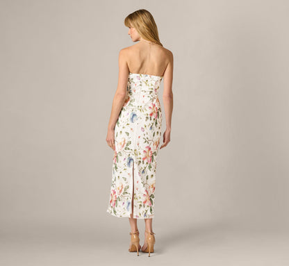 Strapless Floral Beaded Embroidery Midi Dress - Ivory Multi | Adrianna Papell