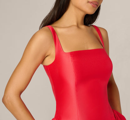Drop Waist Fit And Flare Mikado Midi Dress - Persimmon | Adrianna Papell
