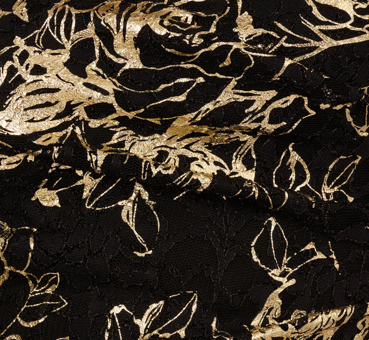Bell Sleeve Metallic Lace Sheath Dress - Black Gold | Adrianna Papell