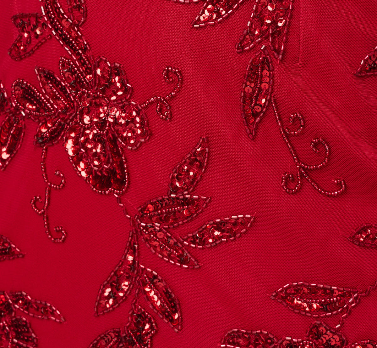 Off Shoulder Floral Sequin Beaded Sheath Dress - Cranberry | Adrianna Papell