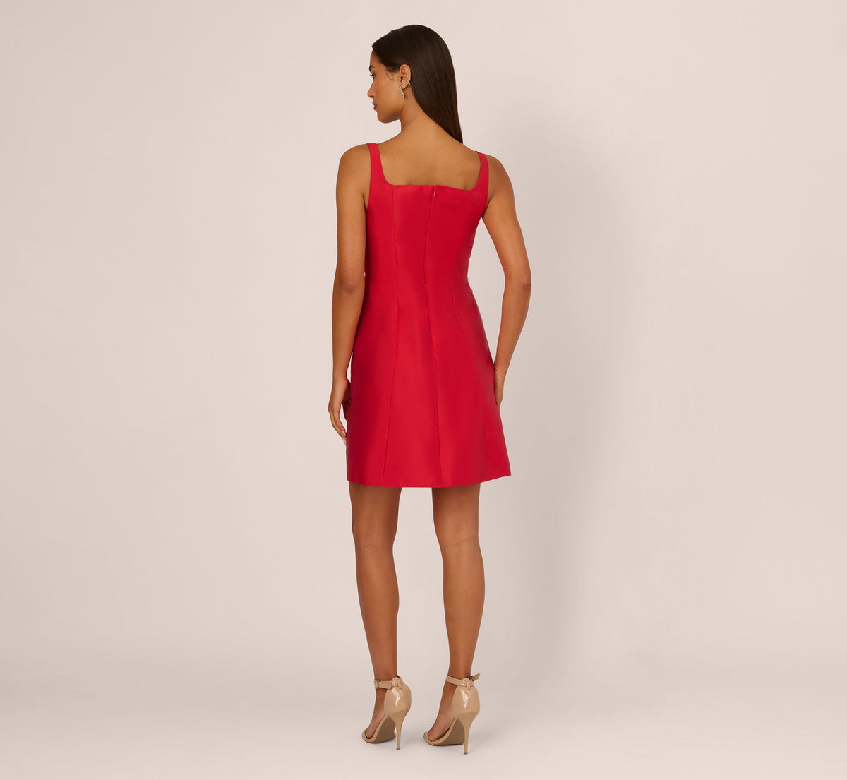 Sleeveless 3D Floral Beaded Cocktail Dress - Red | Adrianna Papell