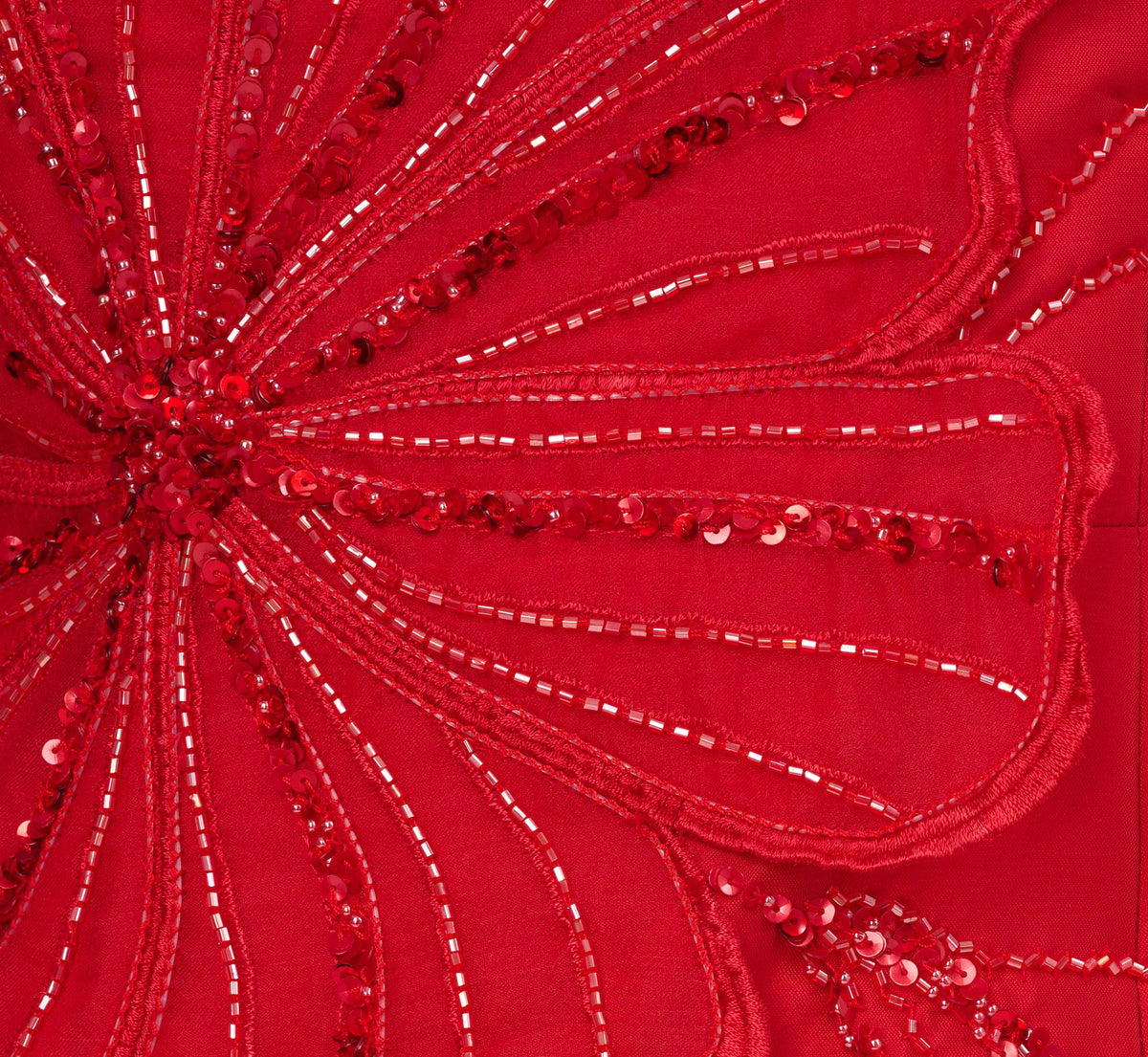 Sleeveless 3D Floral Beaded Cocktail Dress - Red | Adrianna Papell