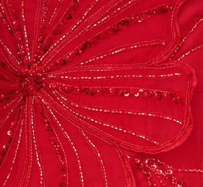 Sleeveless 3D Floral Beaded Cocktail Dress - Red | Adrianna Papell