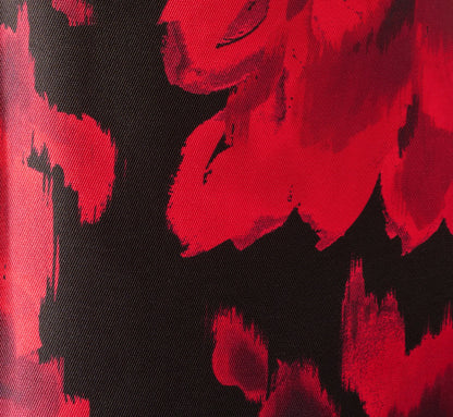 Ikat Rose Print Mikado Fit And Flare Midi Dress - Red Black Multi | Adrianna Papell