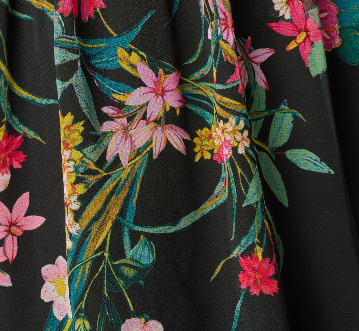 Long Sleeve Wildflower Print Short Dress - Black Multi | Adrianna Papell
