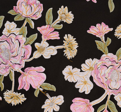 Bell Sleeve Floral Embroidered Short Dress - Black Multi | Adrianna Papell