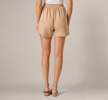 Pleated Ponte Knit Short - Desert Dust | Adrianna Papell