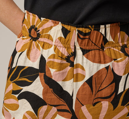 Pull On Cropped Wide Leg Pant - Cream Tapenade Floral | Adrianna Papell