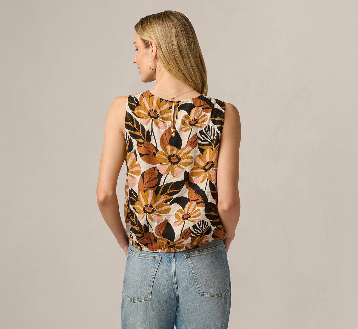 Bubble Hem Tank Top - Cream Tapenade Floral | Adrianna Papell