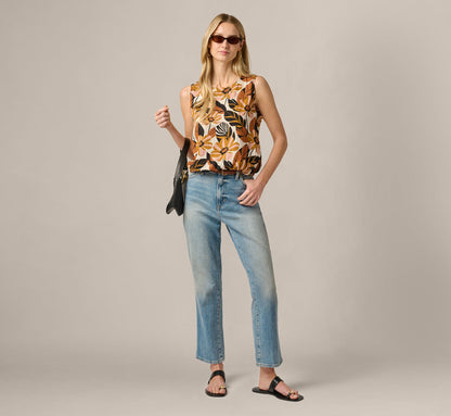 Bubble Hem Tank Top - Cream Tapenade Floral | Adrianna Papell
