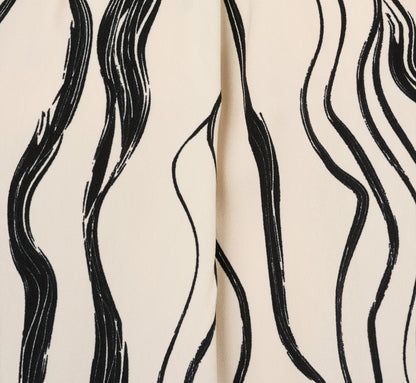 Long Sleeve Tie Neck Blouse - Ivory Black Abstract Brush | Adrianna Papell