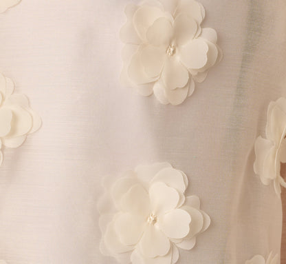 Long Sleeve Sheer 3D Floral Petal Blouse - Cream Frosting | Adrianna Papell
