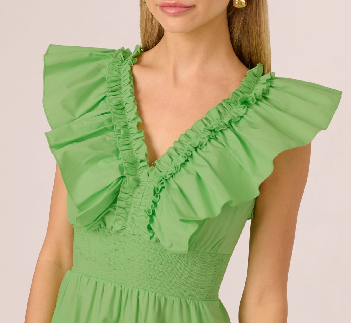 Ruffle Collar Flounce Mini Dress - Lime | Adrianna Papell