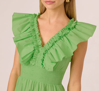 Ruffle Collar Flounce Mini Dress - Lime | Adrianna Papell