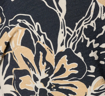 Short Sleeve Open Twist Front Top - Navy Ivory Whimsical Floral | Adrianna Papell