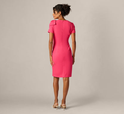 Short Sleeve Bow Shoulder Sheath Dress - Camellia | Adrianna Papell