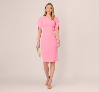 Crepe Midi Length Sheath Dress With Pearly Trim - Cherry Blossom | Adrianna Papell
