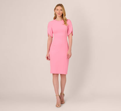 Crepe Midi Length Sheath Dress With Pearly Trim - Cherry Blossom | Adrianna Papell