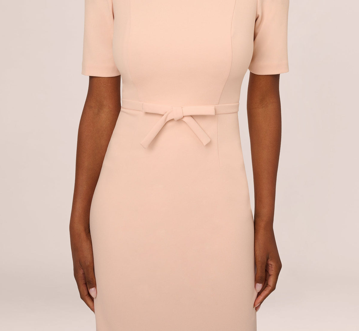 Short Sleeve Bow Waist Sheath Dress - Blush | Adrianna Papell