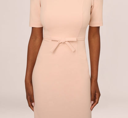 Short Sleeve Bow Waist Sheath Dress - Blush | Adrianna Papell