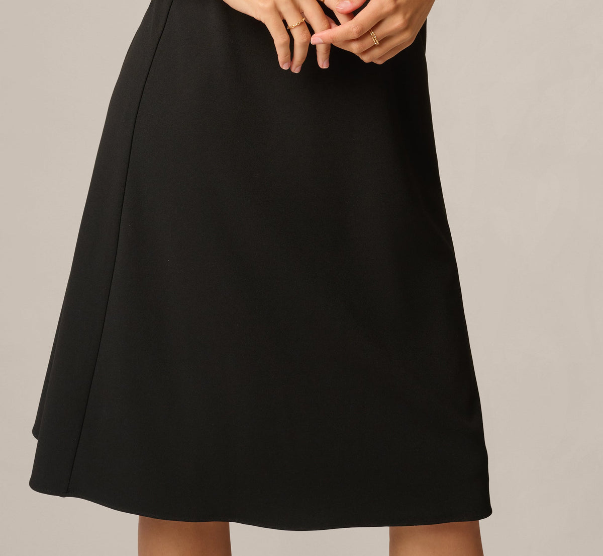 Bell Sleeve Bow Front Ruffle Midi Dress - Black | Adrianna Papell