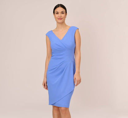 Crepe Sheath Dress With Draped Details - Precious Peri | Adrianna Papell