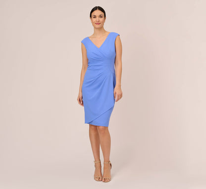 Crepe Sheath Dress With Draped Details - Precious Peri | Adrianna Papell