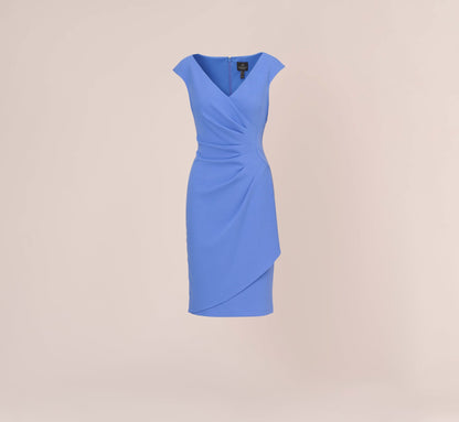 Crepe Sheath Dress With Draped Details - Precious Peri | Adrianna Papell