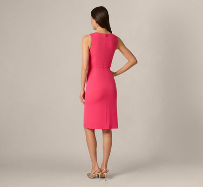 Asymmetrical Stretch Crepe Sheath Dress - Camellia | Adrianna Papell