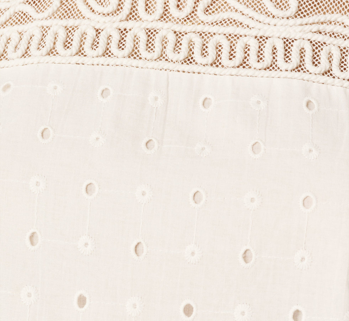 Short Sleeve Drop Waist Cotton Eyelet Shift Dress - Ivory | Adrianna Papell