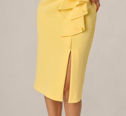 Sleeveless Draped Stretch Sheath Dress - Warm Sun | Adrianna Papell