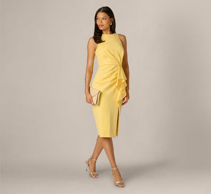Sleeveless Draped Stretch Sheath Dress - Warm Sun | Adrianna Papell