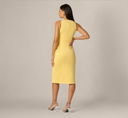 Sleeveless Draped Stretch Sheath Dress - Warm Sun | Adrianna Papell