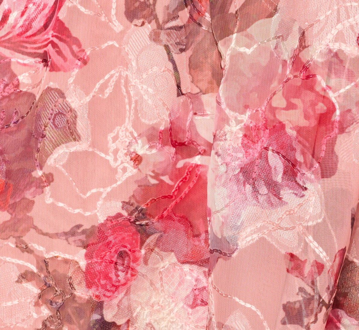 Flutter Sleeve Floral Print Embroidered Wrap Maxi Dress - Blush Multi | Adrianna Papell