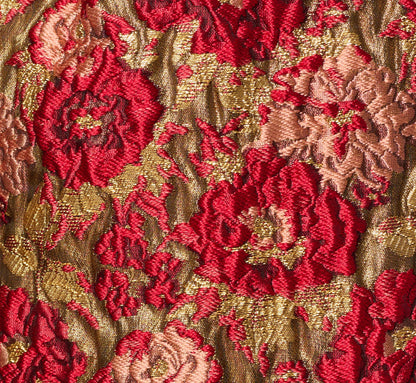 Textured Metallic Floral Jacquard Fit And Flare Dress - Red Gold | Adrianna Papell