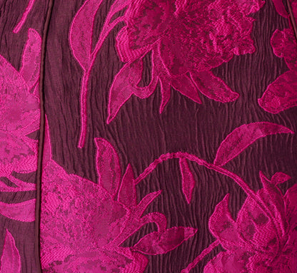 Floral Jacquard Short A Line Dress - Burgundy Pink | Adrianna Papell